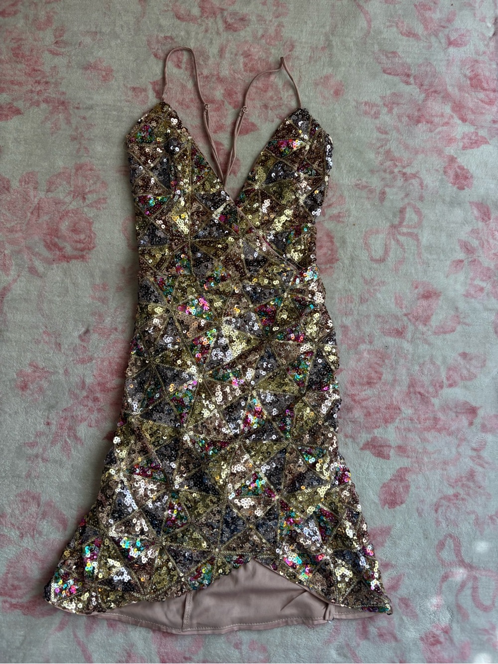 Fashion Nova gold sequin fairy glamorous homecoming mini dress